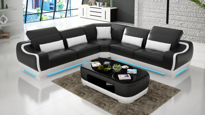 Leren bank Bank Woonlandschap Hoekbank Hoek set Ontwerp Modern Sofa G8025B