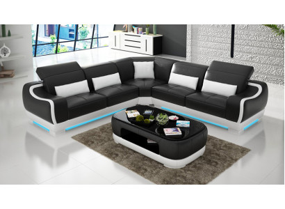 Leren bank Bank Woonlandschap Hoekbank Hoek set Ontwerp Modern Sofa G8025B