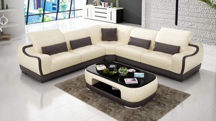 Leren bank Bank Woonlandschap Hoekbank Hoek set Ontwerp Modern Sofa G8025B