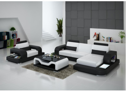 Leren bank bank woongroep hoek fauteuil set design modern bankstel
