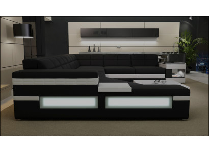 Designersofa bank USB woonkamer hoekbank woonlandschap gestoffeerde bank LED