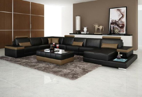 Woonlandschap Bank Bekleding Hoekbank Designer Leren Bank Grote Bank met USB