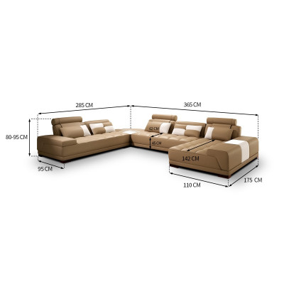 Ontwerp woonlandschap bank hoekbank bank bekleding hoek zitstel leer USB+LED.
