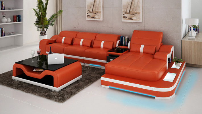 Lederen bank bank woonlandschap hoekbank hoekbank set ontwerp modern G8027C   Leren bankstel bank woonlandschap hoekbank hoekbank set modern ontwerp G8027C