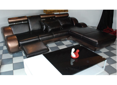 Elegante Designer hoekbank Berlin II leren bank +USB, bank op maat.