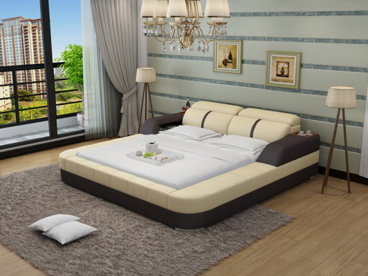 Luxe leren bed USB design boxsprings dubbel Modern huwelijk 140/160/180 LB8823