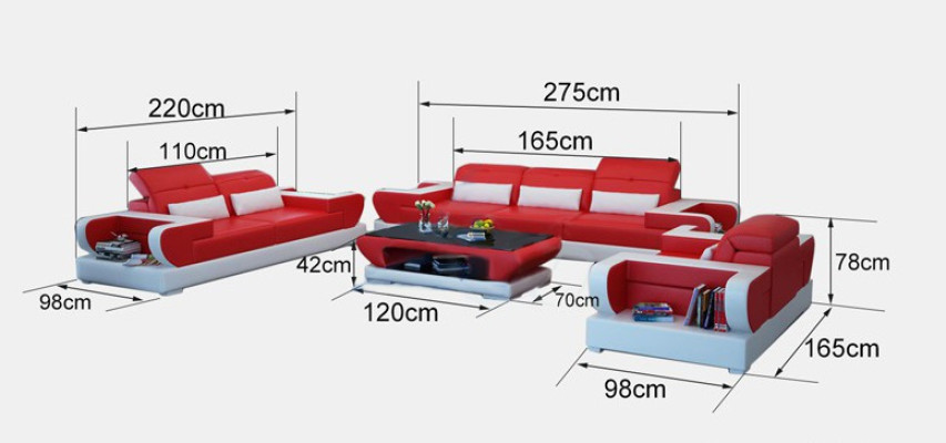 Sofa set van bankstel bekleding leer zitgroep 3+2+1 set moderne bank Detmold