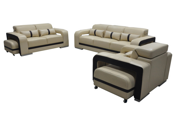 Bankstel met USB, leren bankstel bekledingsset 3+2+1 zit compleet set nieuw design