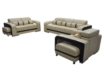 Bankstel met USB, leren bankstel bekledingsset 3+2+1 zit compleet set nieuw design