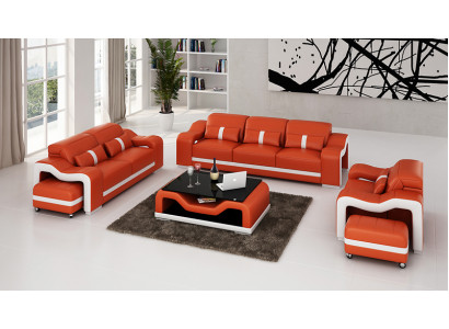 Lederen bank Bank Woonlandschap 3+2+1-zits Set Bankstelbank Bankstel