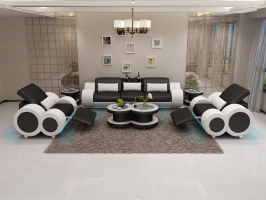 Leren bankstel Bankstel Nieuw 3+1+1 zits bankstel Modern design Sofa