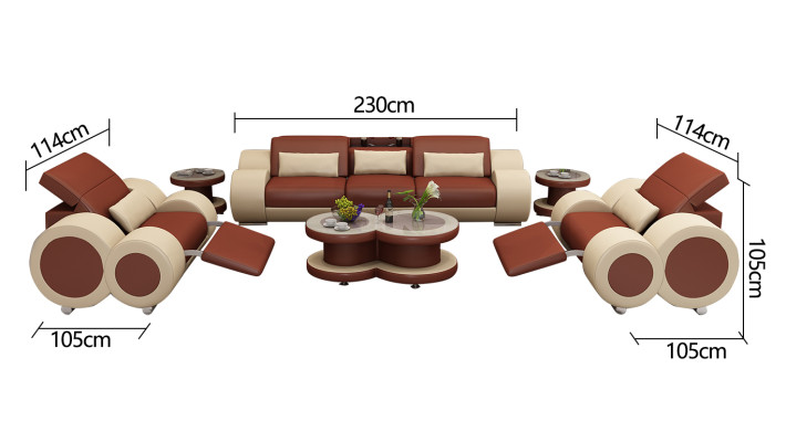 Leren bankstel Bankstel Nieuw 3+1+1 zits bankstel Modern design Sofa