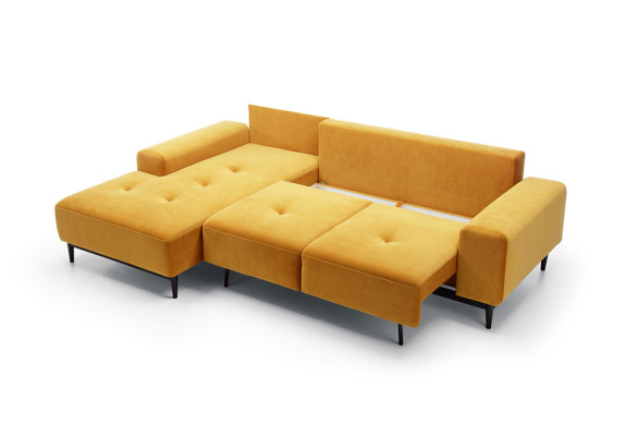 Hoekbank L-vorm Gele hoekbank Hoekbank met bedlade Bank woonlandschap