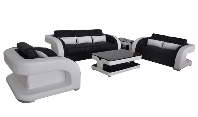 XXL leren woonlandschapset Design Modern Bank + USB Sets 3+2+1 Nieuw