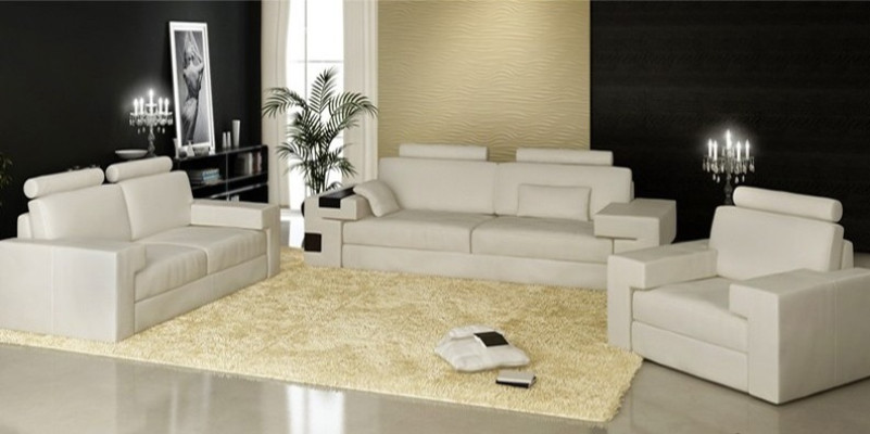 Leren bankstel USB Moderne bankstel 3+2+1 Bank Zitkussen Bankstel Set