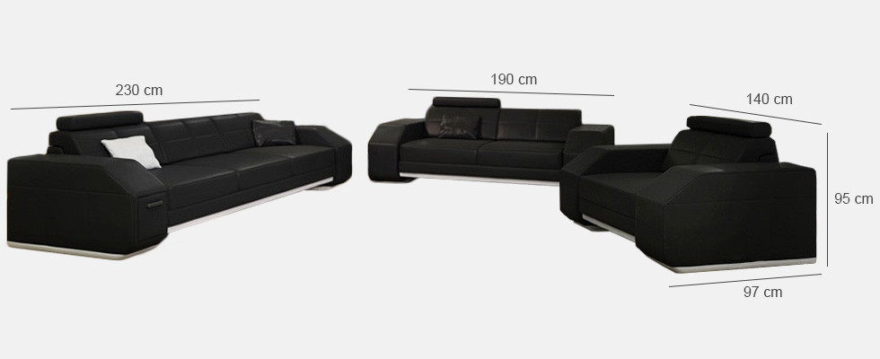 Ontwerper bankstel leren bank USB-set 3 + 2 + 1 set Nieuwe bank bankstelenserijen