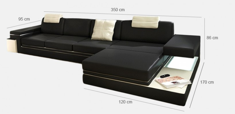 Leren bank met USB woonlandschap XXL hoekbank Bigsofa design bank designersbank