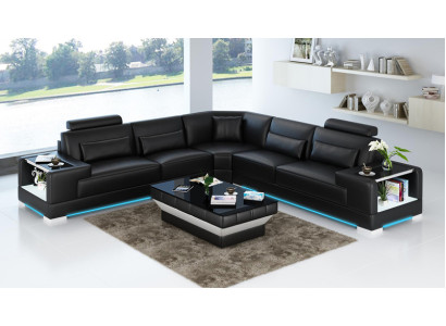 Leren bank Bank Woonlandschap Hoekbank Hoekstel Modern Ontwerp Bank met USB