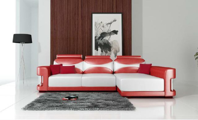 Hoekbank Hoekbank met USB-bekleding van lederen woonlandschap Chaiselounge Wies.