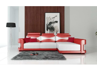 Hoekbank Hoekbank met USB-bekleding van lederen woonlandschap Chaiselounge Wies.