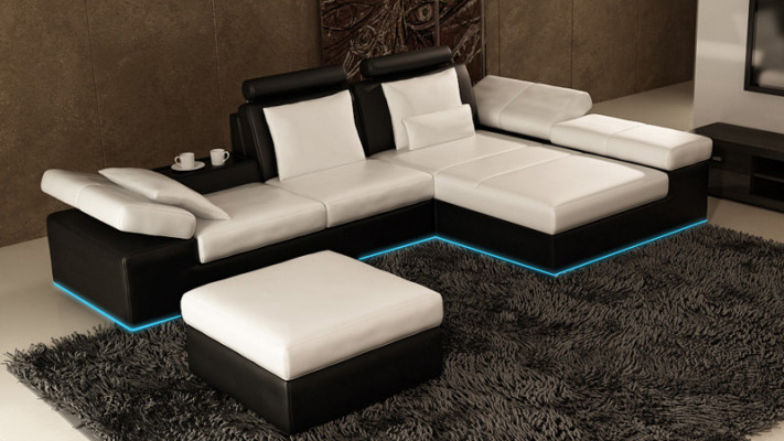 Leren bankstel bank met USB woonlandschap hoekbank set ontwerp Modern Sofa K5014C