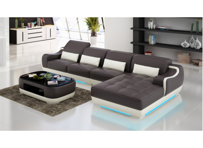 Lederen bank Bank Bank Woonlandschap Hoekbank Moderne designset