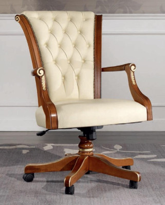 Bureaustoel hout directiestoel Chesterfield Italiaanse meubels wit draaistoel nieuw