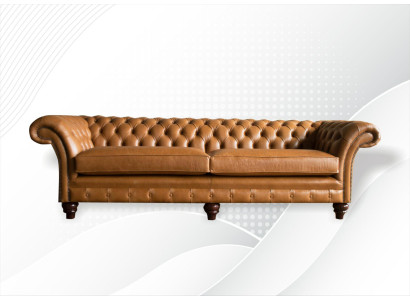 Chesterfield bank Bruin xxl Groot Leder Woonkamer Meubels 4 zits Bruin