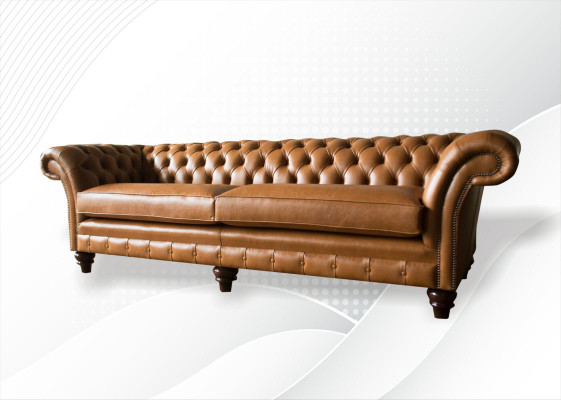 Chesterfield bank Bruin xxl Groot Leder Woonkamer Meubels 4 zits Bruin
