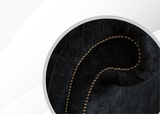 Grote bank 4-zits bank Chesterfield bekleding lederen textiel zwart