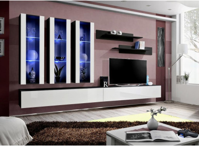 Woonwand Hangende vitrine Woonkamer TV-meubel TV-standaard Modern ontwerp Set van 7 stuks.