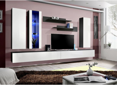 Luxe tv-meubelstandaard van hout, ontworpen in een moderne stijl voor de woonkamer. Nieuw.