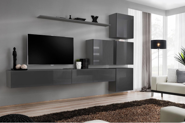 Grijze moderne woonwand woonkamer ontwerp tv-standaard luxe dressoir kast nieuw