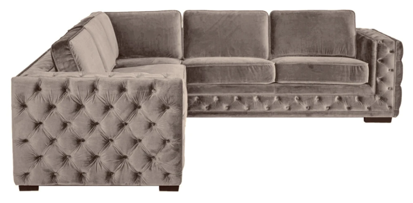 Chesterfield bank luxe fluweel stof banken sofa set knopen bekleding nieuw Beige