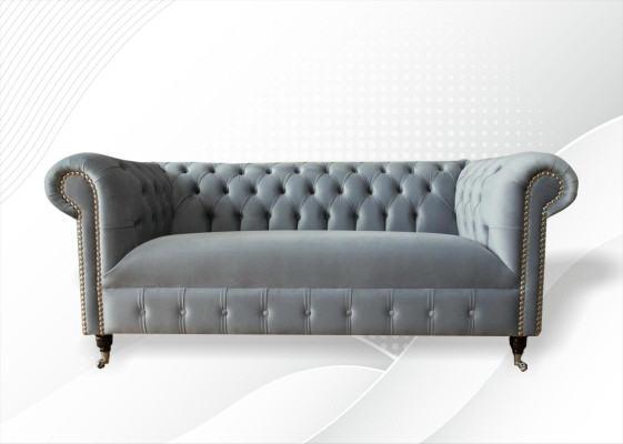 Chesterfield Bank Bank Bekleding Stof Leer Textiel Bankstel Decoratie Set