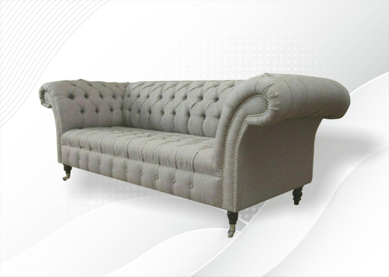Grijze Chesterfield sofa bank stoffen lederen bank fluwelen set