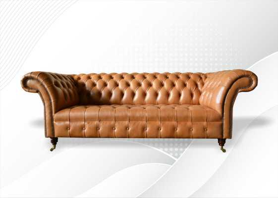 Chesterfield Design Luxe Gestoffeerde Bank Sofa Zitmeubel Textiel Garnituur Leer
