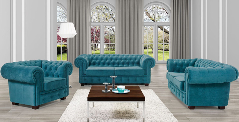 Bankstel bank bank 3 + 2 + 1 - Set slaapbank bankstel Chesterfield
