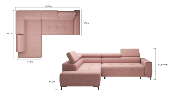 Sofa stoffen bank woonlandschap bank zitontwerp Esk hoekbank L-vorm modern