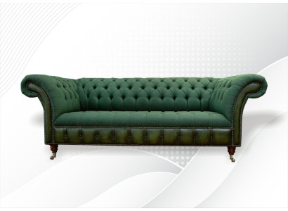 Chesterfield 3-zits donkergroene woonkamerontwerp bank gestoffeerd bankstel textiel.