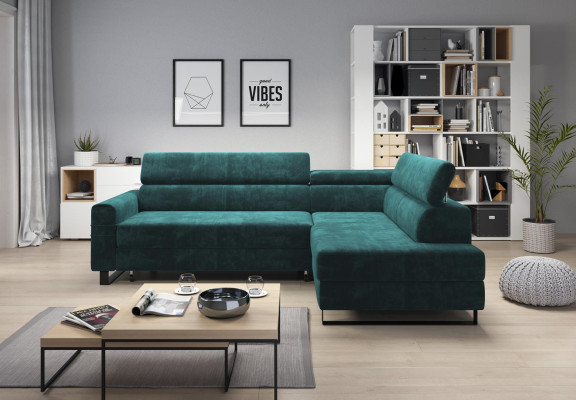 Groene hoekbank van textiel bankstel moderne bank woonlandschap L-vorm