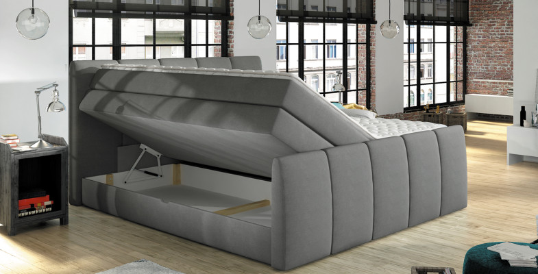Boxspringbedden Bedden Blauw 180x200 Slaapkamer Textiel Hotelbed Gestoffeerd Design