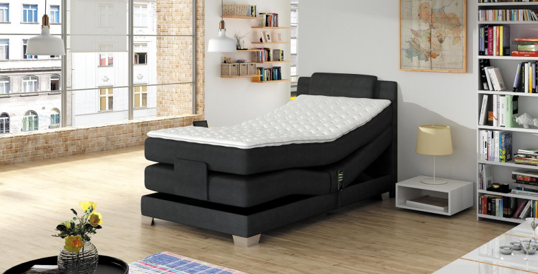 BOXSPRINGBED ONTWERP BED TOPPER GEVEERDE KERN POLSTERBETT 100 x 200 cm ELEKTRISCH