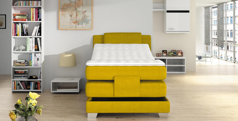 BOXSPRINGBED ONTWERP BED TOPPER GEVEERDE KERN POLSTERBETT 100 x 200 cm ELEKTRISCH