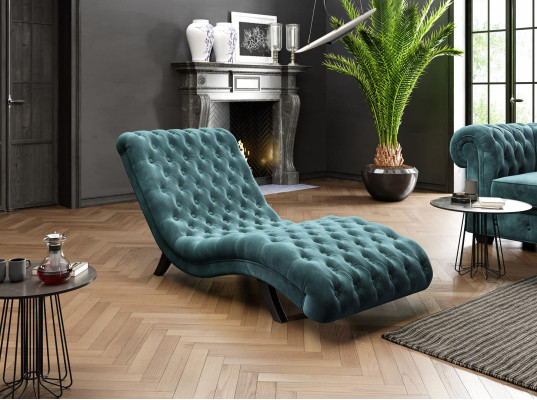 Loungesofa Chesterfield Bank Bank Ligstoel Hout Metaal Chaise Longue Ligbed