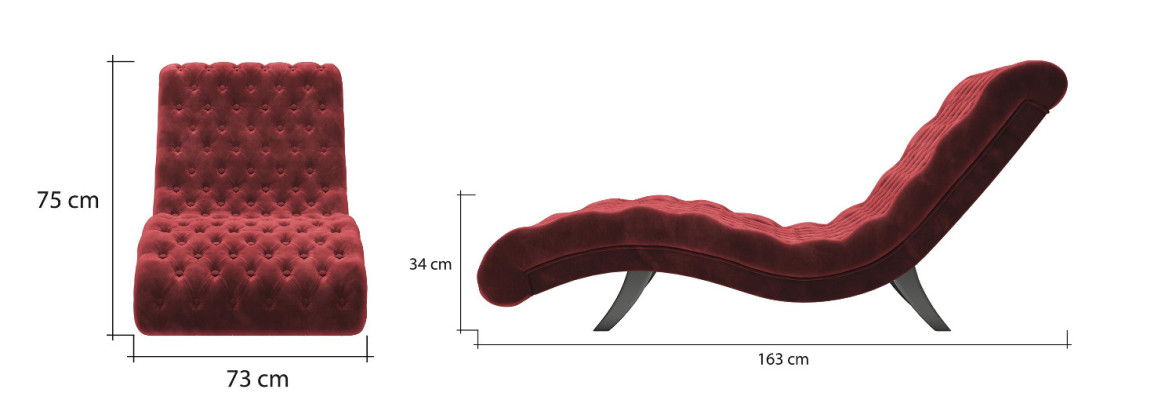 Loungesofa Chesterfield Bank Bank Ligstoel Hout Metaal Chaise Longue Ligbed