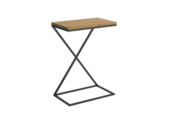 Bijzettafel massief hout woonkamertafel roestvrijstalen tafelconsole