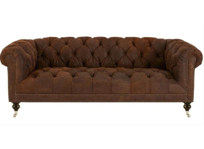 Bruin driezits Chesterfield modern design leren bankstel design meubels fluweel stof