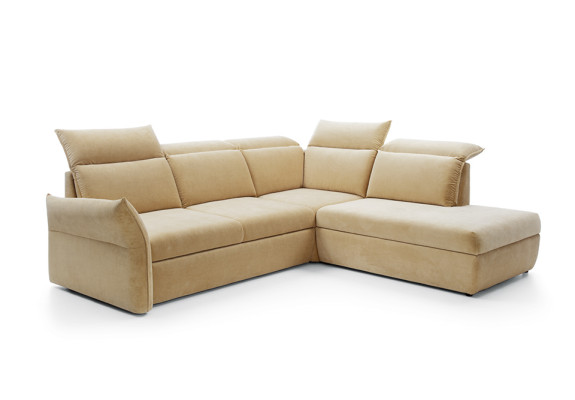 Hoekbank L-vorm Beige hoekbank met slaapfunctie set woonlandschap