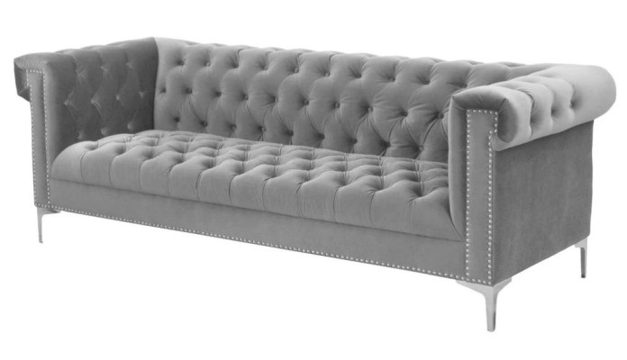 Grijze Chesterfield driezits stoffen woonkamer design bankstellen gestoffeerde banken Nieuw